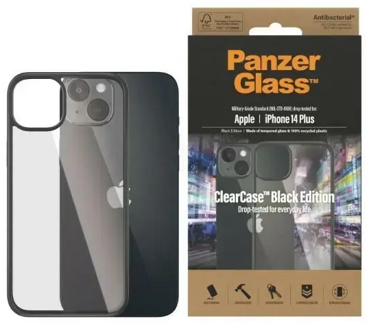 PanzerGlass ClearCase iPhone 14 Plus 6,7" Antibacterial czarny|black 0407