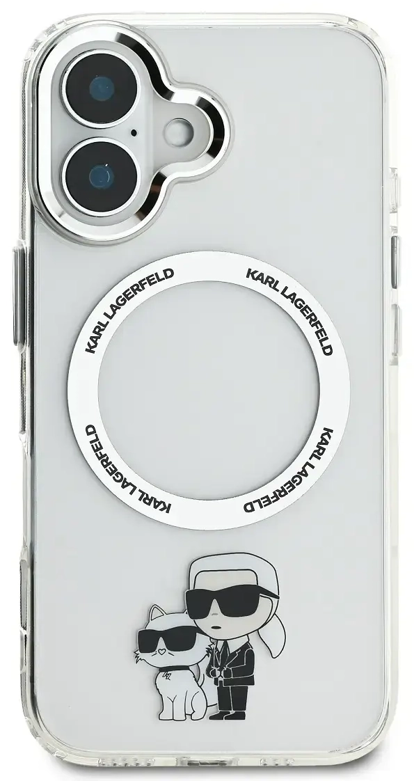 Karl Lagerfeld IML Karl and Choupette MagSafe Case for iPhone 16 Transparent