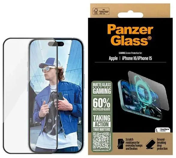 PanzerGlass Gaming Screen Protector iPhone 16 6.1" Ultra-Wide Fit 2857