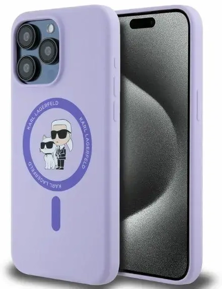 Karl Lagerfeld KLHMP15XSCMKCRHU iPhone 15 Pro Max 6.7" fioletowy|purple hardcase Silicone KC Heads Ring MagSafe