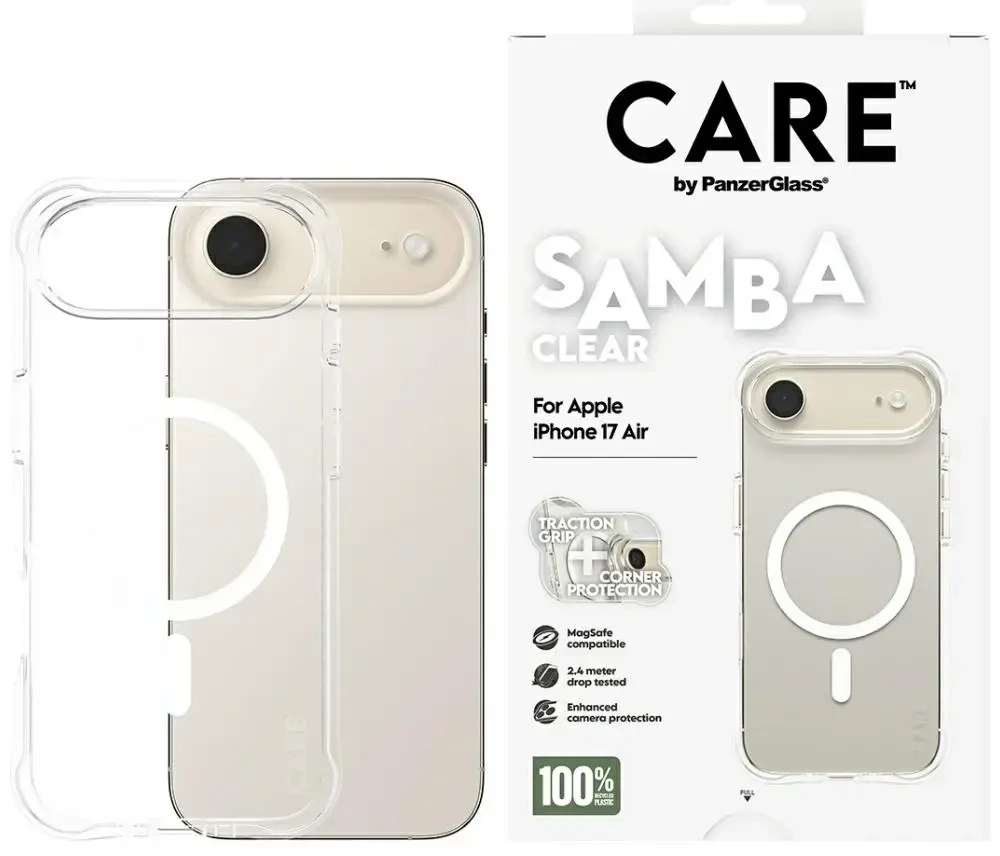 Case CARE by PanzerGlass Fashionable Samba w. White MagSafe for iPhone Air transparent