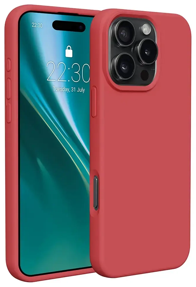 Etteri silikoninis telefono dėklas iPhone 16 Pro aviečių spalvos
