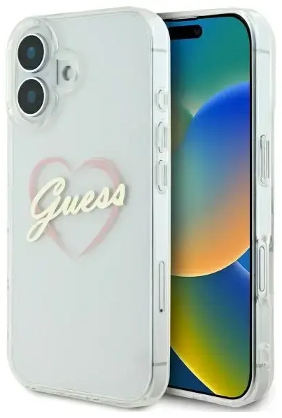 Guess GUHCP16MHCHGSPT iPhone 16 plus 6.7" przeźroczysty|transparent hardcase IML Heart