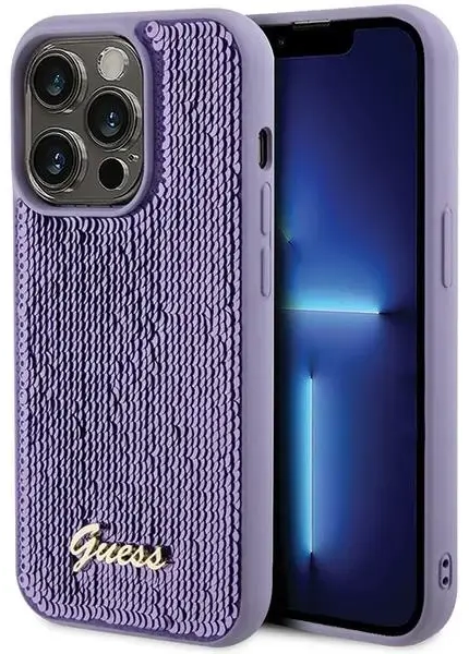 Guess GUHCP15LPSFDGSU iPhone 15 Pro 6.1" fioletowy|purple hardcase Sequin Script Metal