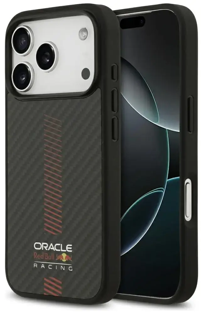 Red Bull Kevlar Powerbar telefono dėklas su MagSafe palaikymu iPhone 17 Pro juodas
