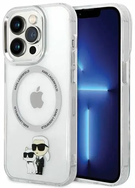 Karl Lagerfeld MagSafe Compatible Case IML Karl and Choupette NFT for iPhone 13 Pro Transparent