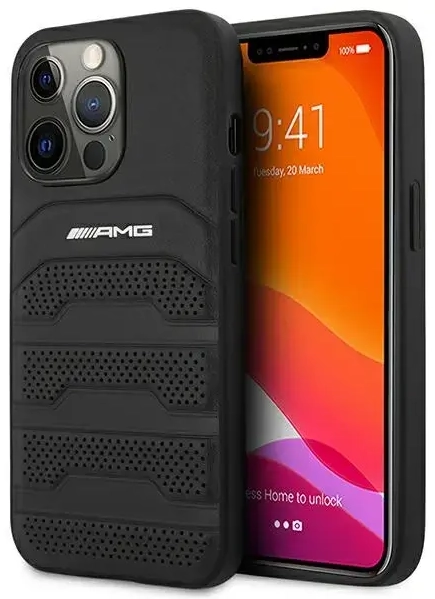 AMG AMHCP14LGSEBK iPhone 14 Pro 6,1" czarny|black hardcase Leather Debossed Lines