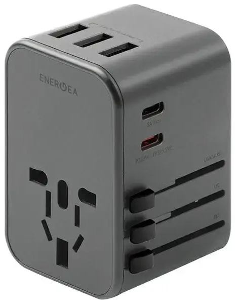ENERGEA Travelworld tīkla lādētājs | 35.5W | PD, PPS, QC3.0 | USB-A, USB-C | pelēks, metālisks