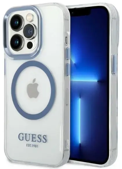 Guess GUHMP14XHTRMB iPhone 14 Pro Max 6,7" niebieski|blue hard case Metal Outline Magsafe