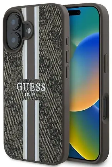 Guess GUHMP16MP4RPSW iPhone 16 Plus 6.7" brązowy|brown hardcase 4G Printed Stripes MagSafe