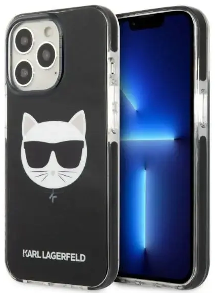 Karl Lagerfeld TPE Choupette Head maciņš for iPhone 13 Pro Max melns