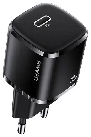 USAMS US-CC124 tīkla lādētājs | 20W | PD3.0 | USB-C | melns