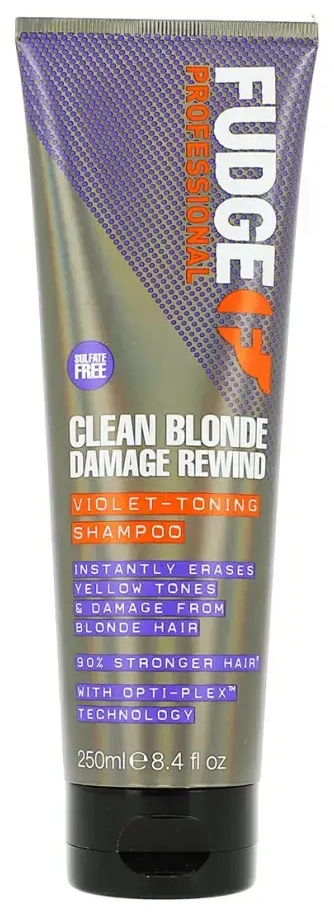 FUDGE Clean Blonde Damage Rewind Purple Violet Toning & Repair Shampoo 250ml in Clear