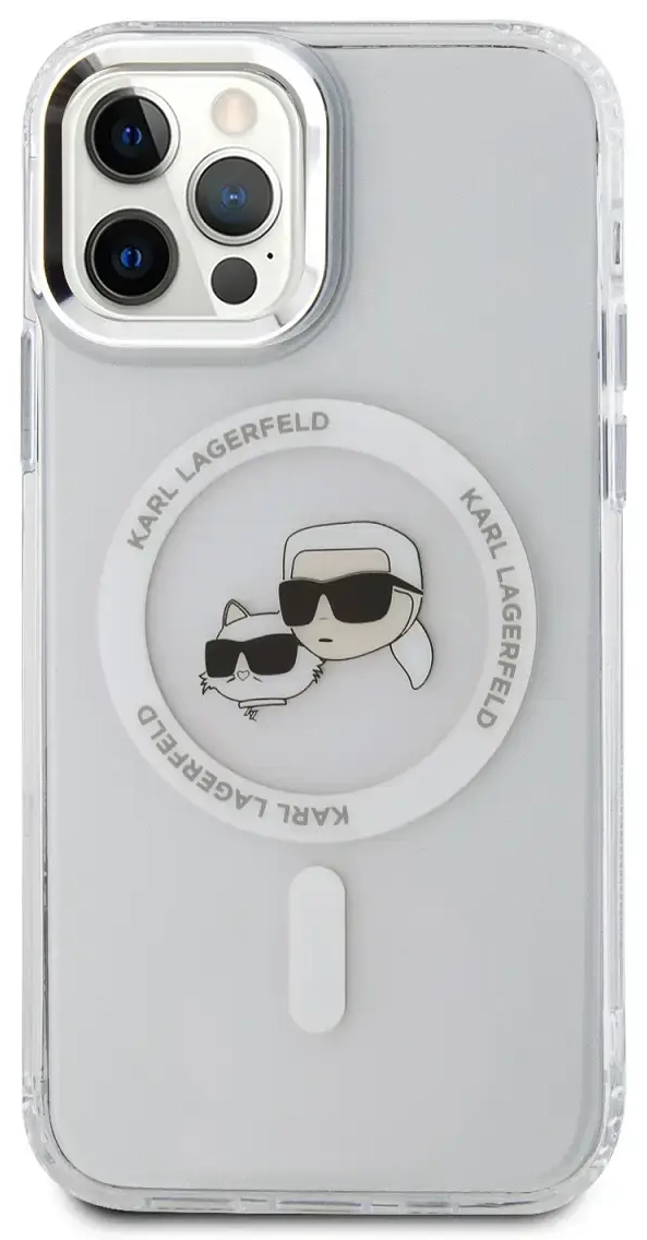 Karl Lagerfeld IML K&CH Heads Metal Frame MagSafe Case for iPhone 12|12 Pro Transparent