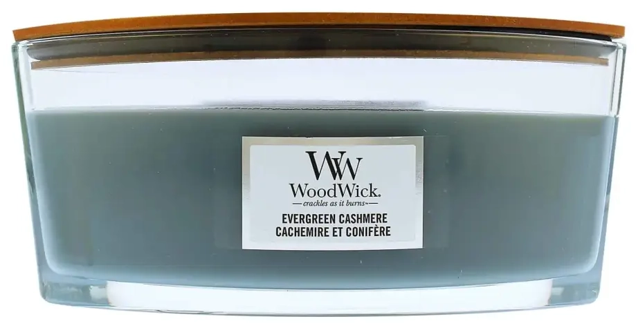 WoodWick Evergreen Cashmere kvapioji žvakė su medine dagtimi 453,6 g