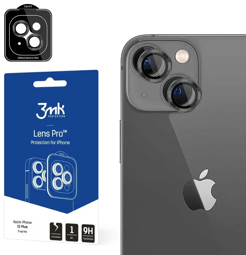 Apple iPhone 15 Plus - 3mk Lens Protection Pro Graphite screen protector