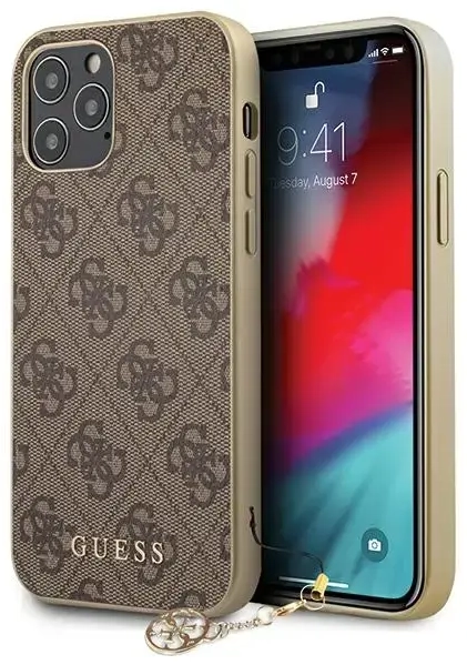Guess 4G Charms dėklas iPhone 12|12 Pro 6.1, rudas