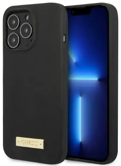 Guess GUHMP13XSPLK iPhone 13 Pro Max 6,7" czarny|black hard case Silicone Logo Plate MagSafe