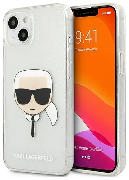 KLHCP13SKHTUGLS Karl Lagerfeld TPU Full Glitter Karl Head Case for iPhone 13 mini Silver