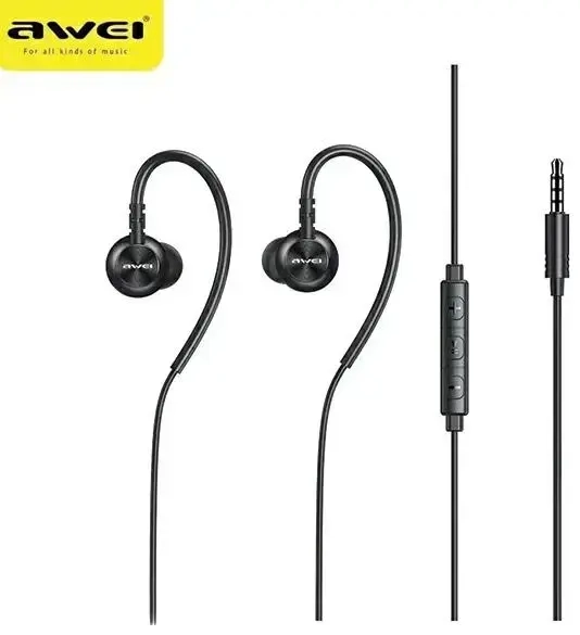AWEI stereokõrvaklapid L3 3,5mm pistikuga, mustad