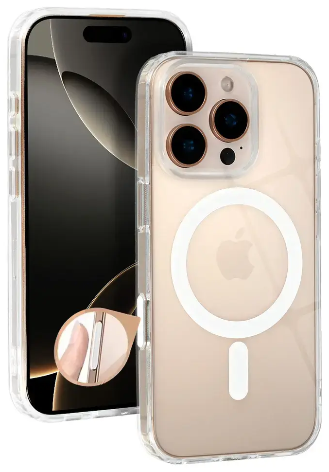 Clear Camera Control telefono dėklas su MagSafe palaikymu iPhone 16 Pro skaidrus