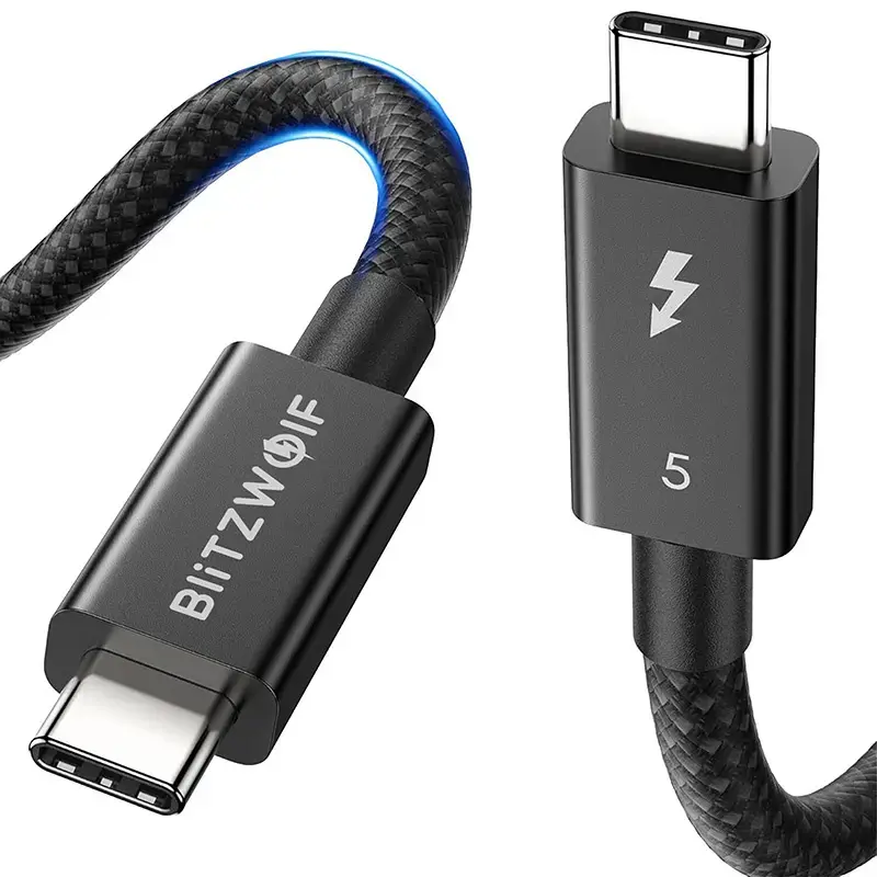 BlitzWolf BW-HDC8 datu pārraides un uzlādes vads | USB-C uz USB-C | 240W | 0.5m | melns