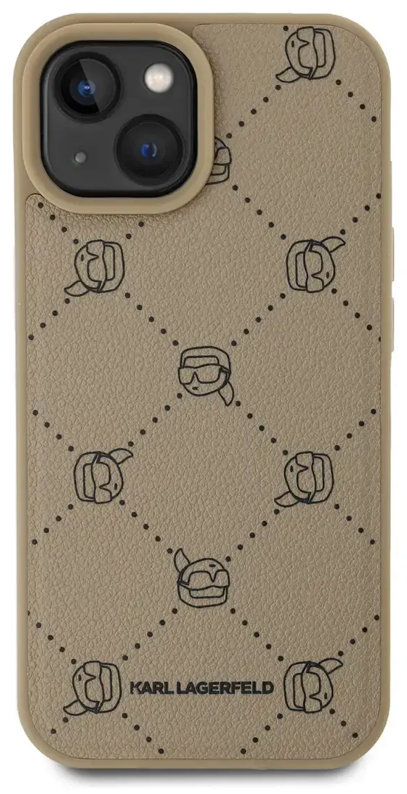 Karl Lagerfeld PU Karl Heads Pattern MagSafe Case for iPhone 15 Beige