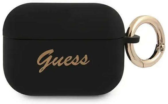 Guess GUAPSSSK AirPods Pro cover czarny|black Silicone Vintage Script