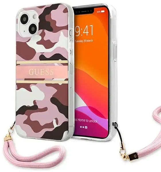 Guess GUHCP13SKCABPI iPhone 13 mini 5,4" różowy|pink hardcase Camo Strap Collection