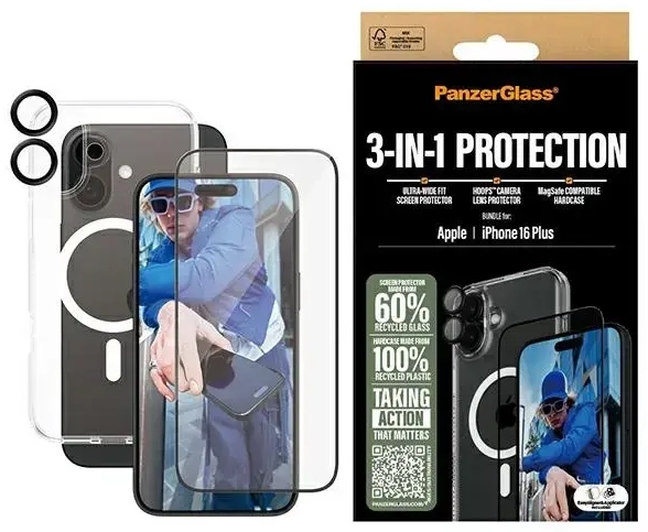 PanzerGlass Bundle 3in1 iPhone 16 Plus 6.7" D3O Hardcase + Screen Protector UWF+ Lens B1293+2863+1283
