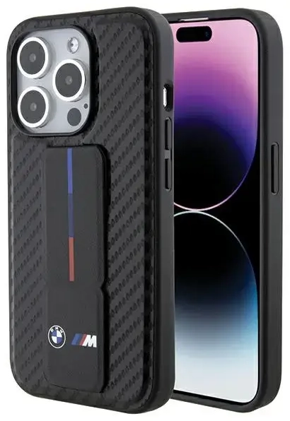 BMW BMHCP15LGSPCCK iPhone 15 Pro 6.1" czarny|black hardcase Grip Stand Smooth & Carbon
