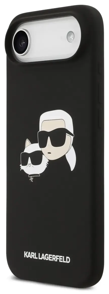 Karl Lagerfeld Liquid Silicone Double Heads maciņš ar MagSafe atbalstu telefonam iPhone 17 Air melns