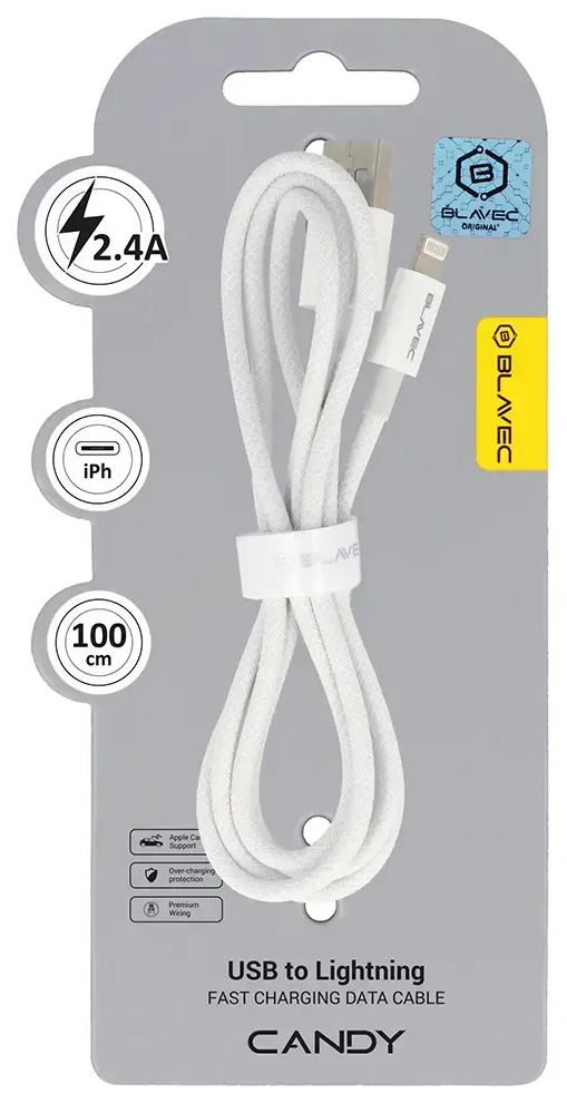 Blavec CCA-UL24W10 datu pārraides un uzlādes vads | USB-A uz Lightning | 12W | 1m | balts