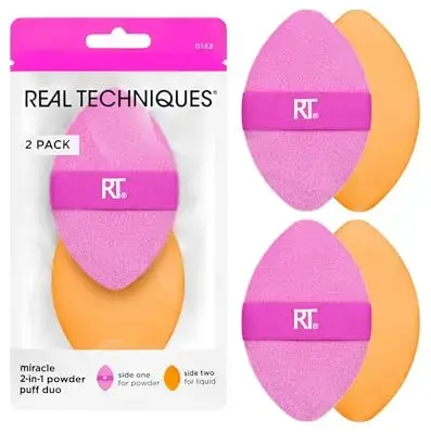 Real Techniques Miracle 2-in1 Powder Puff Duo 2 Pcs