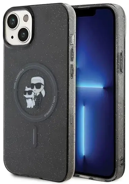 Karl Lagerfeld Karl&Choupette Glitter MagSafe case for iPhone 15 Plus - black
