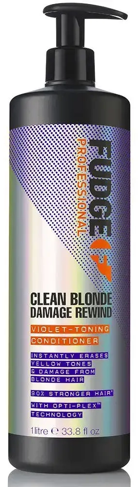 FUDGE Clean Blonde Damage Rewind Purple Violet Toning & Repair Conditioner 1000ml in Clear