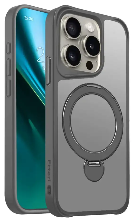 Etteri Matt Mag Ring telefoni ümbris alusega ja MagSafe toega iPhone 15 Pro hall