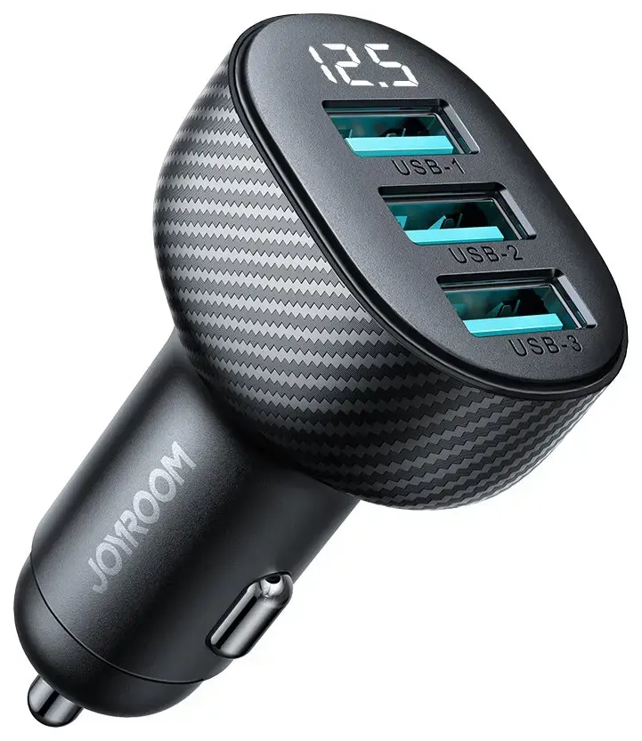 Joyroom JR-CCD03 automobilinis įkroviklis | 17W | USB-A | su LCD ekranu | juodas
