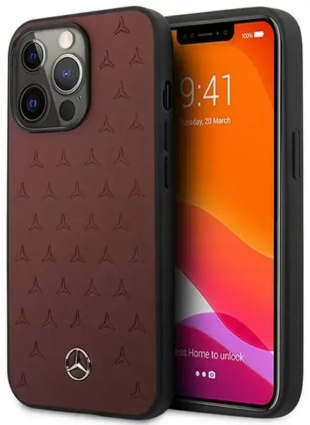 Mercedes MEHCP13LPSQRE iPhone 13 Pro | 13 6,1" czerwony|red hardcase Leather Stars Pattern