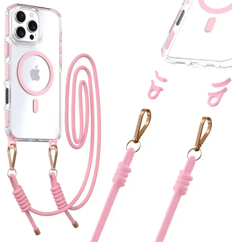 Tel Protect Strap Clear maciņš telefonam iPhone 15 Pro Max rozā