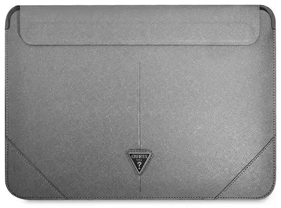 Guess Saffiano Triangle Metal Logo Computer Sleeve 13|14" Silver