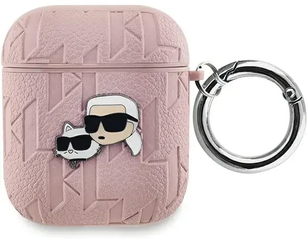 Karl Lagerfeld KLA2PGKCPP AirPods 1|2 cover różowy|pink Monogram Karl & Choupette Head