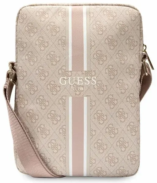 Guess PU 4G Printed Stripes Tablet Bag 10" Pink
