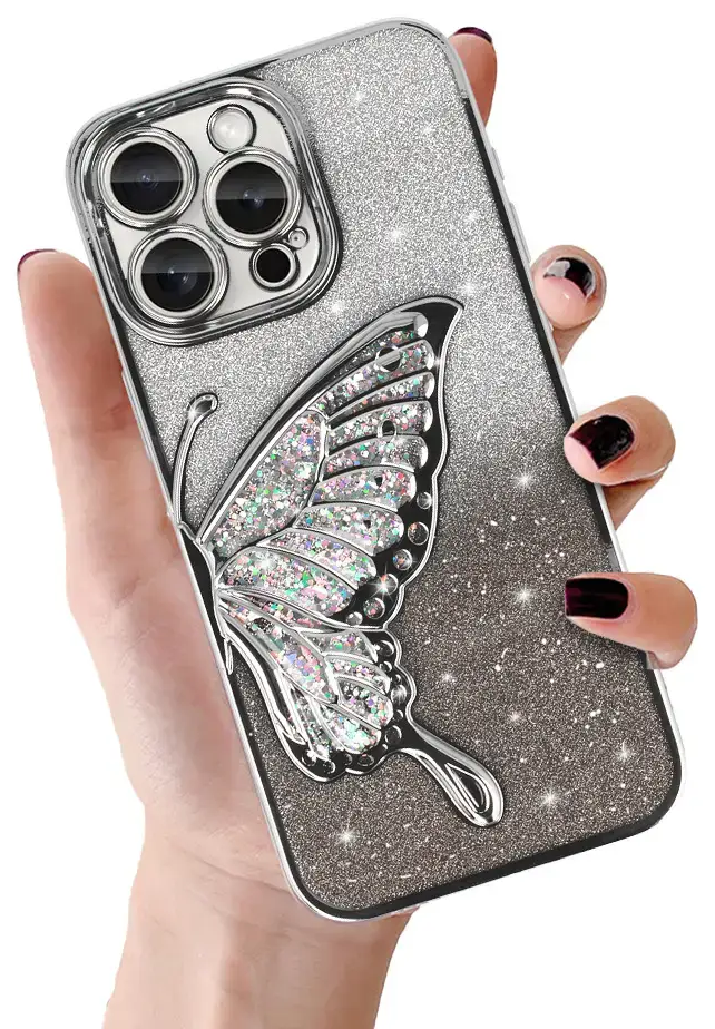 Tel Protect Butterfly Water telefono dėklas iPhone 13 Pro Max sidabrinis