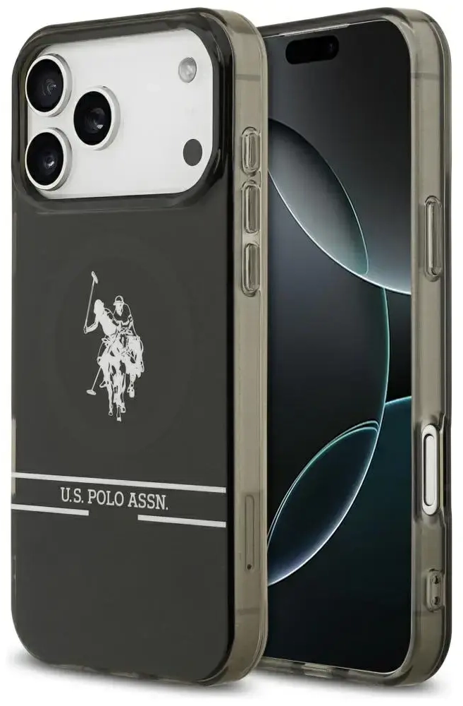 US Polo DH and Bottom Stripe Logo MagSafe Case for iPhone 17 Pro Max Black