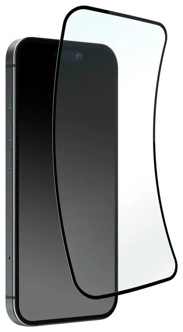 Puro Flexible Glass D3O Hybrid ekrāna aizsargstikls telefonam iPhone 16 Pro melns ar melnu rāmi
