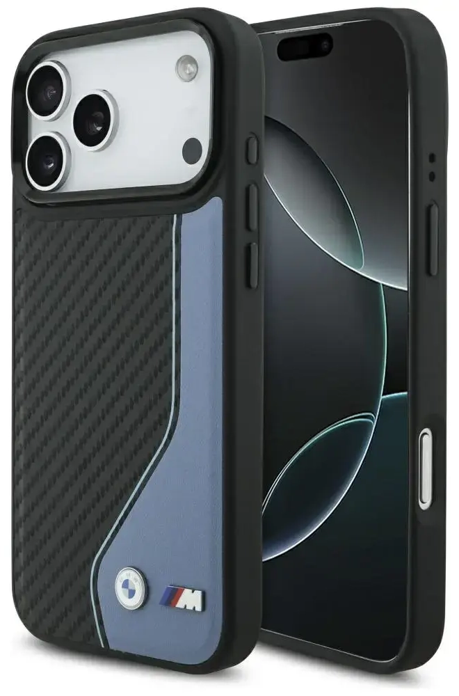 BMW M Carbon Logo maciņš ar MagSafe atbalstu telefonam iPhone 17 Pro Max zils