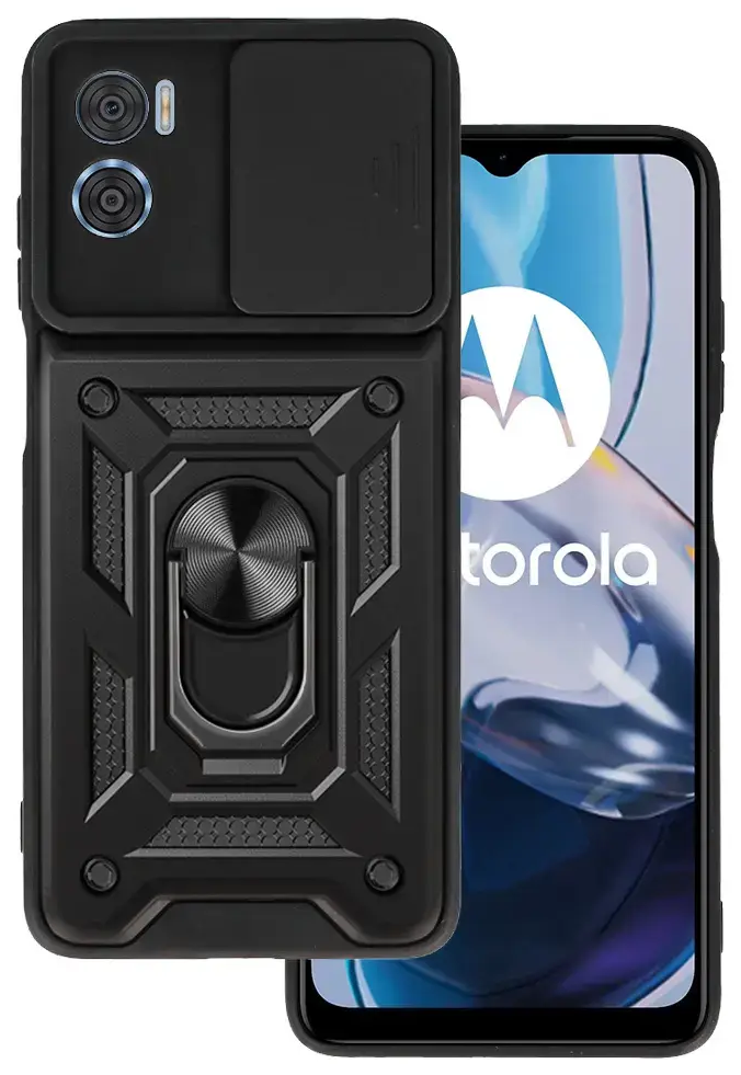 Slide Camera Armor Case for Motorola Moto E22/E22i Black