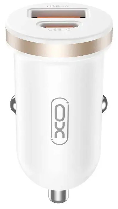 XO CC56 automobilinis įkroviklis | 30W | PD, QC | USB-A, USB-C | baltas