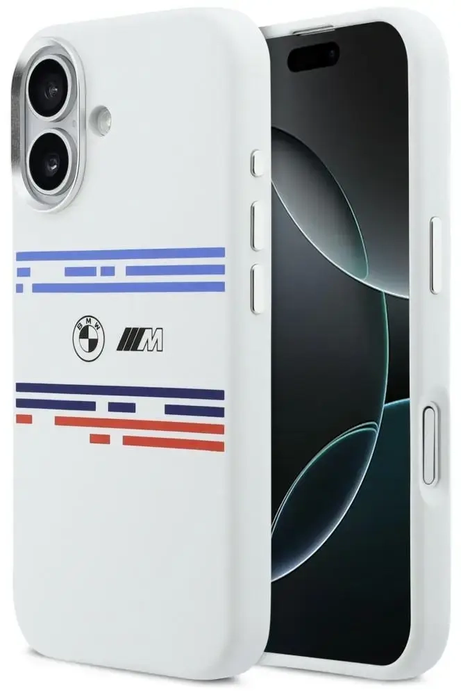 BMW M Silicon Horizontal Line MagSafe Case for iPhone 17 White
